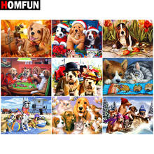 Homfun pintura de diamantes completa quadrada/redonda, chapéu de cachorro colorido ", padrão, bordado, ponto cruz, pintura de strass 5d 2024 - compre barato