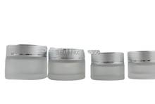 50G frosted glass cream jar,cosmetic container,cream jar with cutting line silver lid,Cosmetic Jar,glass bottle 2024 - buy cheap