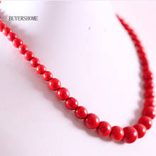 Женское ожерелье ручной работы из бисера, Круглый красный камень ожерелье с говлитом, ювелирные изделия в подарок, E102 2024 - купить недорого