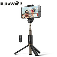 Blitzwolf 3 em 1 sem fio bluetooth-compatível selfie vara mini tripé extensível monopod selfie vara universal para iphone 2024 - compre barato