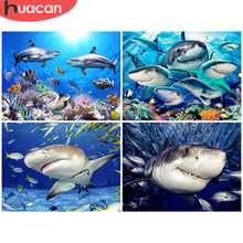 HUACAN 5D Diy Diamond Painting Shark Animal Cross Stitch Diamond Embroidery Mosaic Ocean Wall Sticker Home Decoration 2024 - buy cheap