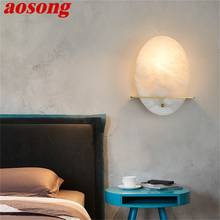 AOSONG-candelabro de cobre para interiores, lámpara de pared de mármol de lujo, luz LED para balcón, hogar, pasillo, salón 2024 - compra barato