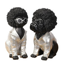 Figurita en miniatura de perro Afro americano, figurita de resina de Arte Moderno, decoración del hogar, accesorios de decoración de escritorio 2024 - compra barato