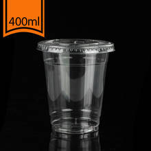 100pcs/lot 400ml Disposable Plastic Cup Set Vasos De Plastico Transparent Milk Juice Coffee Takeaway Plastic Cups with Lid 2024 - buy cheap