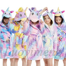 Winter Kids Bathrobe Cartoon Baby Bath Robe Kigurumi Unicorn Animal Hooded Towel Bathrobes For Children Pajamas Boys Girls Robes 2024 - buy cheap