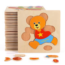 Rompecabezas de madera con dibujos de animales para niños, juguete educativo de inteligencia, formas Tangram, regalos 2024 - compra barato