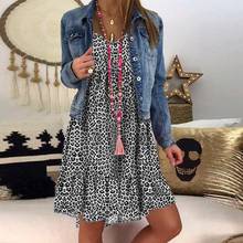 Sexy Leopard Printed Casual Long Sleeve Dress Women Plus Size Summer Autumn Ruffles Dresses Boho Beach Mini Dresses Vestidos 2024 - buy cheap