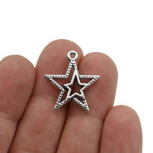 Jakongo antigo prata chapeado estrela charme pingentes para fazer jóias pulseira diy acessórios 23x21mm 10 pçs 2024 - compre barato