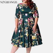 Женское винтажное платье-туника с цветочным принтом, на молнии, в стиле ретро, большие размеры 7XL 8XL 9XL, размера плюс размеры 4XL 5XL 2024 - купить недорого