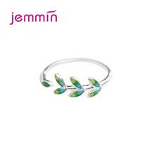 925 Sterling Silver Green Leaves Adjustable Best Friend Rings For Women Girls Party Fashion Jewelry 2021 Trendy 2024 - buy cheap