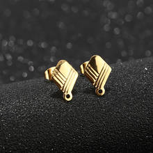 Pendientes de acero inoxidable en tono dorado, accesorio para la oreja, conjunto de poste, 10 unids/lote 2024 - compra barato