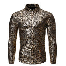 Camisa Sexy con estampado de leopardo para hombre, ropa informal ajustada con botones, para fiestas sociales, Club de DJ, 2021 2024 - compra barato
