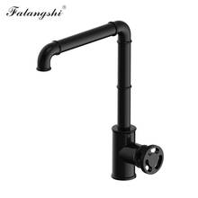 Grifo para fregadero de cocina, mezclador de agua de estilo Industrial Retro, color negro mate, rotación giratoria de 360 grados, WB1230 2024 - compra barato