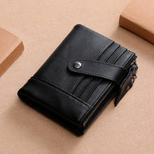 Hot Sale Mini wallet for men cowhide Double zipper coin purse short Wallet genuine leather bag Credit Card Holder male wallet 2024 - buy cheap