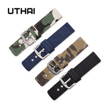 UTHAI P33 Canvas Nylon Strap 18mm20mm22mm24mm Watch Strap Black Camo Watch Band Watch Parts 2024 - купить недорого