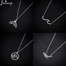 Jisensp Deep Sea Style Origami Whale Tail Stainless Steel Pendant  Animal Jewelry Necklace for Women Girls Geometric Sea Waves 2024 - buy cheap