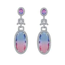 Candy Cubic Zircon CZ Wedding Oval Dangle Earring for Bridal Women Girl Prom Jewelry with 925 Silver Pin CE10620 2024 - buy cheap