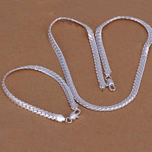 Conjunto de joias de prata esterlina 925, conjunto de jóias para festa de noiva e pulseira masculina 6mm sideway fashion 2024 - compre barato