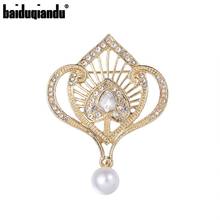 baiduqiandu 2020 New Arrival Gold Color Plated Vintage Style Simulated Pear Drop Brooches Jewelry 2024 - buy cheap