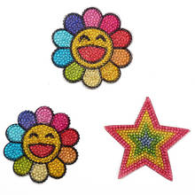 1 Pcs SunFlower Star Crystal Rhinestone  Applique  Iron on Patches 3D  Handmade  Badge   Clothes Diy Patch Embroidered Dress 2024 - buy cheap