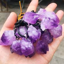 Colgante de cristal púrpura con forma de piedra original, colgante de cuarzo Natural, colorido, regalo de Navidad, AAAA, 1 ud. 2024 - compra barato