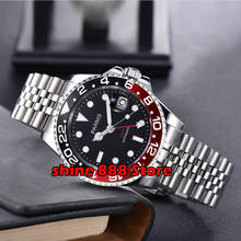 40mm PARNIS black dial red black bezel Sapphire glass GMT automatic men's watch 2024 - buy cheap