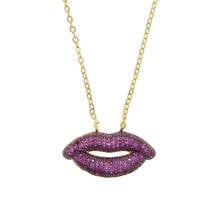 2021 Gold Color Trendy Sexy Style Party Charm Pendant Micro Pave Ladies Delicate Rhinestone Cz Red Lips Necklaces Jewelry Gifts 2024 - buy cheap