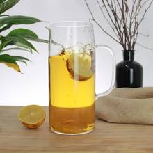 Botella de agua fría de vidrio, jarra transparente resistente al calor para zumos, tetera, jarra con mango y tapa, 1/1.2/1.5L 2024 - compra barato