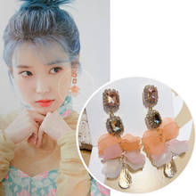 IU same  fashion new multi-layer orange flower colorful Earrings Korean ресницы piercing man high quality Earrings 2024 - buy cheap