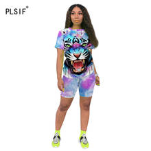 2020 fashion o neck women set gothic summer print sexy club party tracksuit lady 2 pieces tops and shorts 2024 - buy cheap