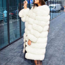 2022 White Thick Warm Fur Outerwear Plus Size 3XL Long Sleeve O-neck Jacket Winter Fashion Women Faux Fur Furry Coat Overcoat 2024 - buy cheap