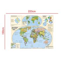 150x225cm Non-woven Foldable World Physical Map With Detailed Label Without National Flag For Beginner 2024 - buy cheap