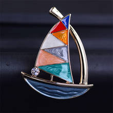 OKILY Cute Zinc Alloy Sailboat  Broochpin for Women's Jewelry Accessories Enamel Boat Brooches Pins Winter Coat New Year Gift 2024 - buy cheap