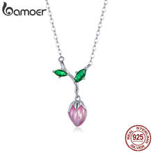 bamoer Silver Budding Necklace 925 Sterling Silver Vintage Enamel Bud Necklace Gift For Women Genuinel Fine Jewelry BSN214 2024 - buy cheap