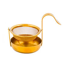 Colador de té de malla de té fino giratorio de acero inoxidable, Infusor de té con mango dorado 2024 - compra barato