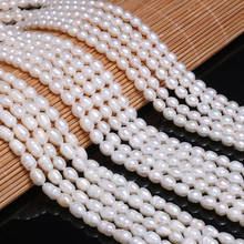 Cuentas de perlas naturales de agua dulce, cuentas sueltas con forma de arroz de alta calidad para bricolaje, collar elegante, pulsera, fabricación de joyas de 5-6MM 2024 - compra barato