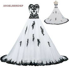 ANGELSBRIDEP Sweetheart Ball Gown Wedding Dresses Vestido De Noiva Fashional Black Applqiue Floor-Length  Formal Bridal Gowns 2024 - buy cheap