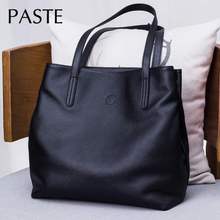 Soft Natural Leather Bucket Bag Simple Style Women's Handbag First Layer Cowhide Leather Shoulder Bag Solid Large Shopper Bag 2024 - buy cheap