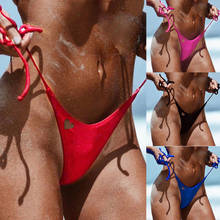 Bañador Sexy Bandage para mujer, ropa de baño brasileña, Tanga descarado, parte inferior de Bikini, Tanga con lazo lateral 2024 - compra barato