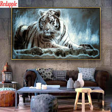 Алмазная 5D Вышивка с изображением черно-белого лжи тигра, картина из мозаичное ремесло, алмазная живопись, подарок ручной работы 2024 - купить недорого