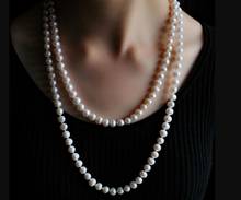 7x8mm white real pearl 80cm 125cm 160cm 200cm 30'' 50'' 63'' 78'' necklace Freshwater PEARL Women Jewelry 2024 - buy cheap