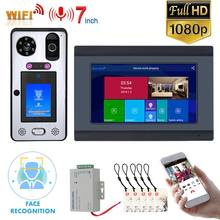 7" Touch Monitor Wifi Wireless Face Recognition Fingerprint Video Door Phone Doorbell Intercom System IC with Wired 1080P Camera 2024 - buy cheap