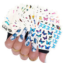 30pc/Set Blue Nail Stickers Butterflies Flowers Black Pink Slider for Nails Water Manicure Decals DIY Decoration GLSTZ982-1017-3 2024 - купить недорого