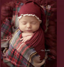 Infant Baby Photo Shoot Christmas Hat Wrap Blanket Set foto Shooting Prop Newborn Photography Props Xmas Plaid Blanket Backdrops 2024 - buy cheap