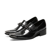 Мужская обувь из натуральной кожи, Классические свадебные туфли оксфорды с металлическим украшением на среднем каблуке, мужские официальные туфли 2024 - купить недорого