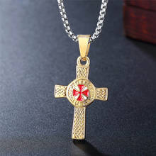 Vintage Cross Pendant Knights Templar Irish Knot Necklace for Men Stainless Steel Chain 24Inch Male Jewelry Gifts 2024 - buy cheap