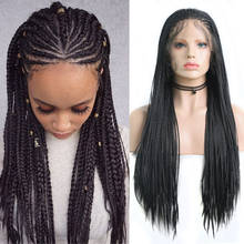 Парики из синтетического кружева Charisma 13X6, черный цвет, плетеные косички, парики из волос для черных женщин 2024 - купить недорого