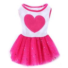 Pet Dog Love Heart Sequins Gauze Tutus Dress Skirt Puppy Cat Rose Red Clothes Breathable Dog Dresses Pet Supplies 2024 - buy cheap