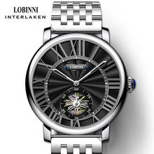 Lobinni relógio de vidro à prova dwaterproof água movimento gaivota relógio masculino relógios de luxo marca superior relógio mecânico automático 2024 - compre barato