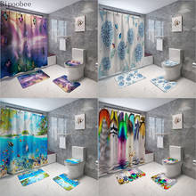 Bipoobee-cortinas de ducha con diseño de mariposas y unicornios, juego de alfombrilla antideslizante para baño, tapa de inodoro, juego de alfombrilla 2024 - compra barato